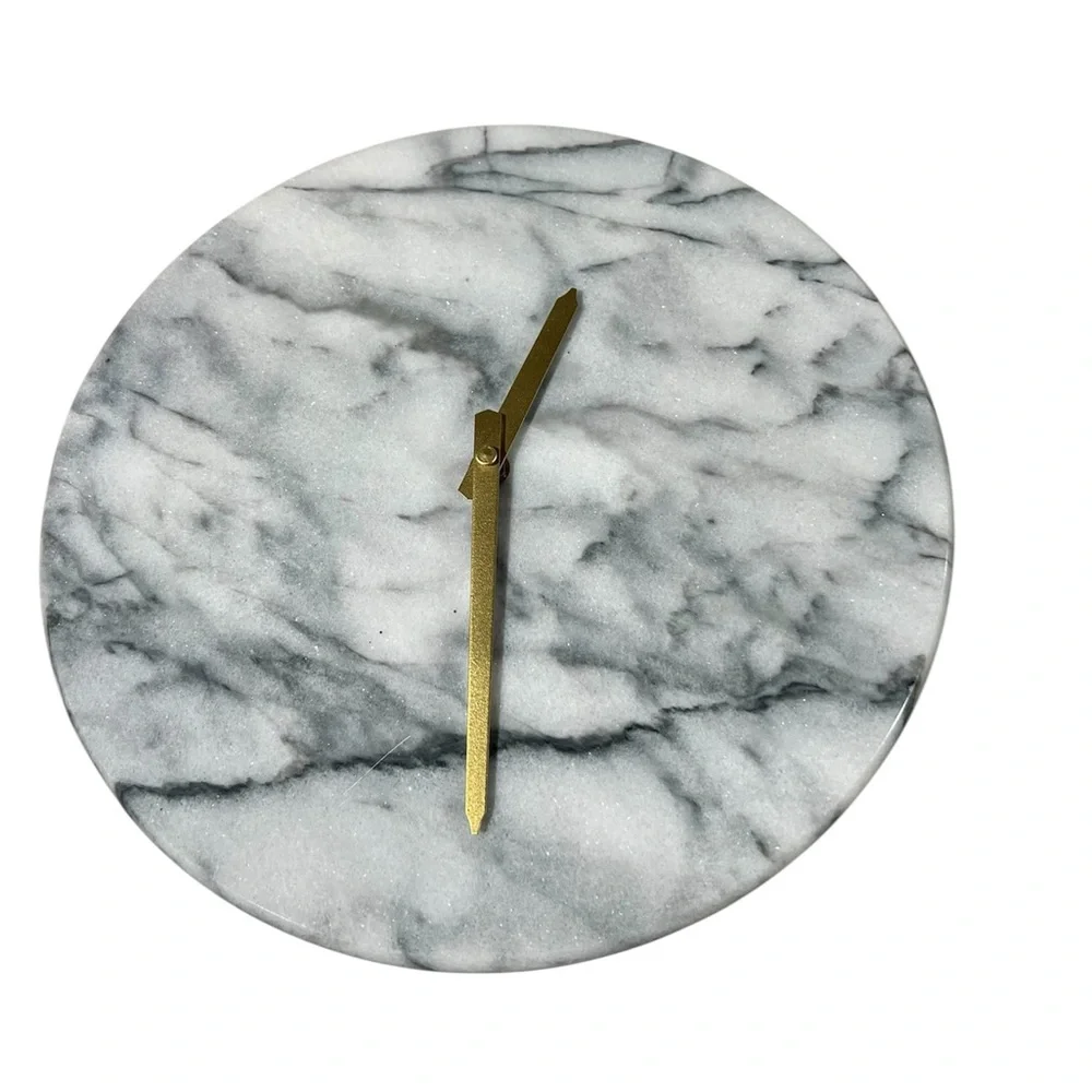 EUC - Article Solid Marble Wall Clock with Gold Hands - Picture 1 of 1